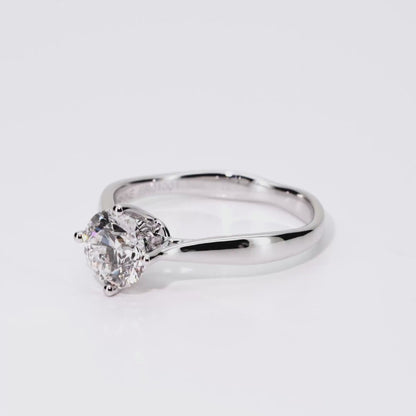 1.09ct Round Lab-Grown Diamond Ring in 14K White Gold – VVS2, G Color, Ideal Cut Size 6