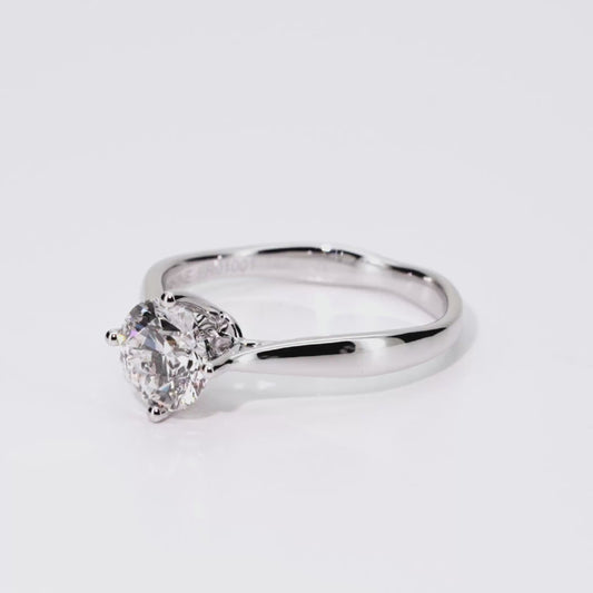 1.09ct Round Lab-Grown Diamond Ring in 14K White Gold – VVS2, G Color, Ideal Cut Size 6