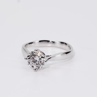 1.04ct Round Lab-Grown Diamond Ring in 14K White Gold – VVS1, G Color, Ideal Cut Size 5