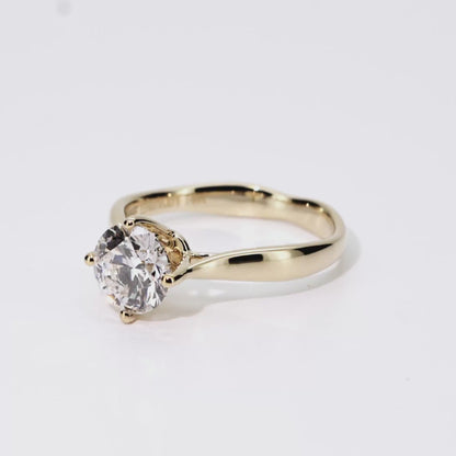 1.17ct Round Lab-Grown Diamond Ring in 14K Yellow Gold – VVS2, G Color, Ideal Cut Size 5