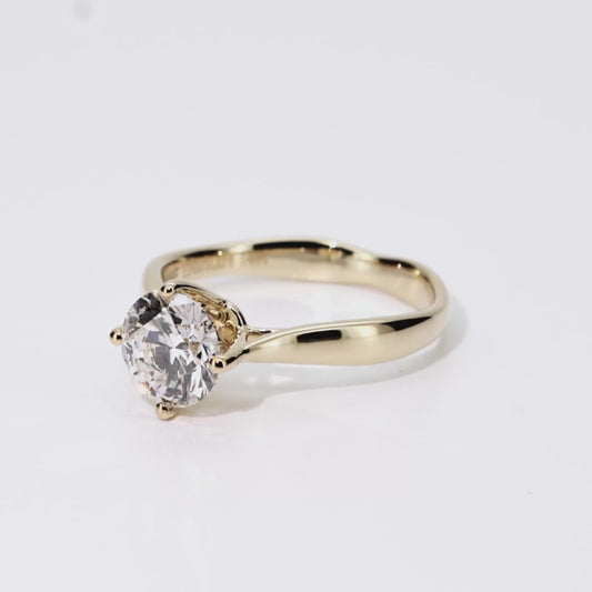 1.17ct Round Lab-Grown Diamond Ring in 14K Yellow Gold – VVS2, G Color, Ideal Cut Size 5