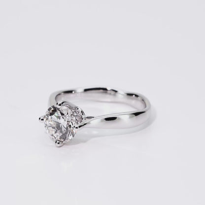 1.02ct Round Lab-Grown Diamond Ring in 14K White Gold – VVS1, G Color, Ideal Cut Size 4