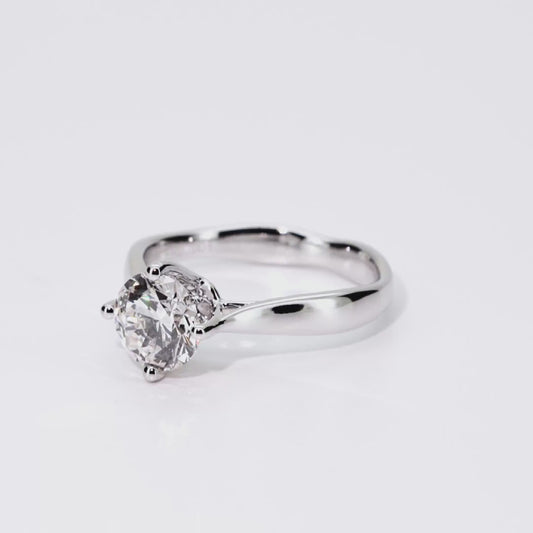 1.02ct Round Lab-Grown Diamond Ring in 14K White Gold – VVS1, G Color, Ideal Cut Size 4