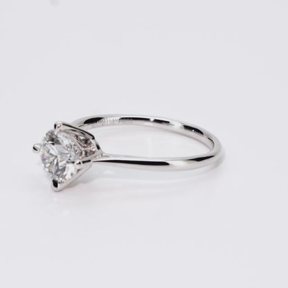 1.07ct Round Lab-Grown Diamond Ring in Platinum – VS2, G Color, Excellent Cut Size 6