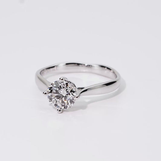 1.07ct Round Lab-Grown Diamond Ring in 14K White Gold – VVS1, G Color, Excellent Cut Size 6