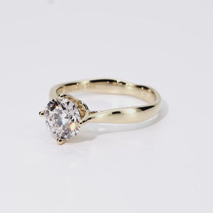 1.17ct Round Lab-Grown Diamond Ring in 14K Yellow Gold – VVS2, G Color, Ideal Cut Size 5