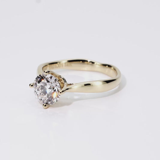 1.17ct Round Lab-Grown Diamond Ring in 14K Yellow Gold – VVS2, G Color, Ideal Cut Size 5