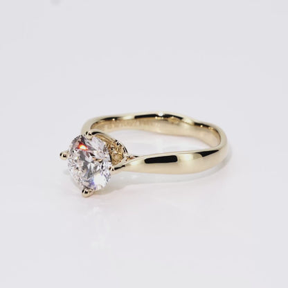 1.12ct Round Lab-Grown Diamond Ring in 14K Yellow Gold – VVS2, G Color, Ideal Cut Size 4