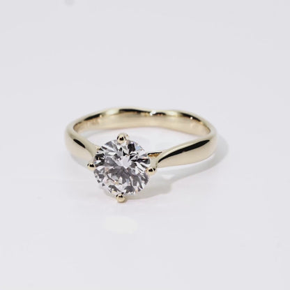 1.16ct Round Lab-Grown Diamond Ring in 14K Yellow Gold – VVS1, G Color, Ideal Cut Size 5