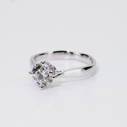 1.03ct Round Lab-Grown Diamond Ring in 14K White Gold – VVS1, G Color, Ideal Cut Size 5