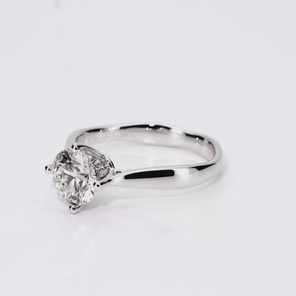 1.06ct Round Lab-Grown Diamond Ring in 14K White Gold – VVS1, G Color, Ideal Cut Size 5