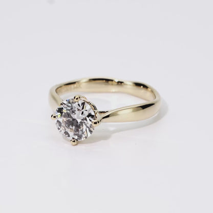 1.15ct Round Lab-Grown Diamond Ring in 14K Yellow Gold – VVS1, G Color, Excellent Cut Size 5