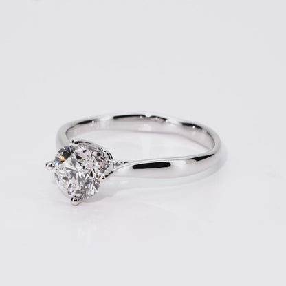 1.11ct Round Lab-Grown Diamond Ring in 14K White Gold – VVS2, G Color, Ideal Cut Size 7