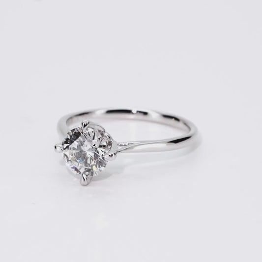 1.04ct Round Lab-Grown Diamond Ring in Platinum – VS1, G Color, Ideal Cut Size 5