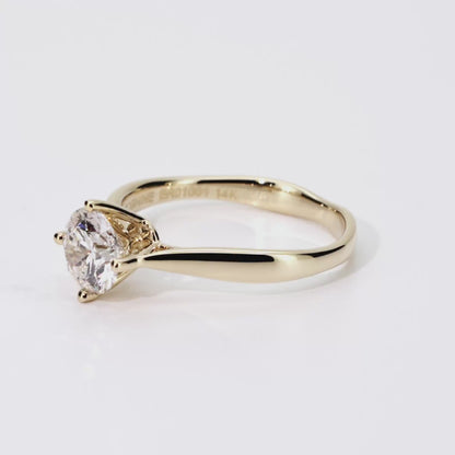 1.02ct Round Lab-Grown Diamond Ring in 14K Yellow Gold – VVS1, G Color, Ideal Cut Size 6