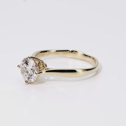 1.19ct Round Lab-Grown Diamond Ring in 14K Yellow Gold – VS1, G Color, Ideal Cut Size 6