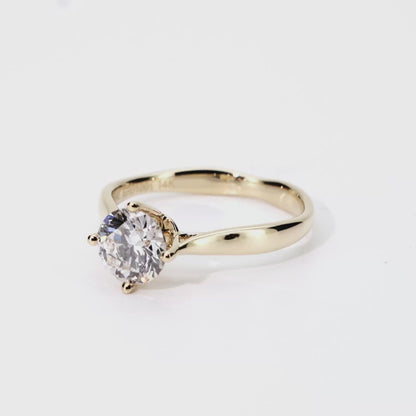 1.12ct Round Lab-Grown Diamond Ring in 14K Yellow Gold – VVS1, G Color, Ideal Cut Size 6