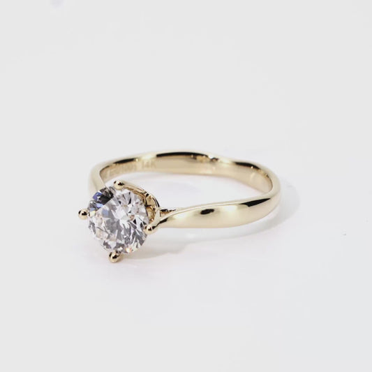 1.12ct Round Lab-Grown Diamond Ring in 14K Yellow Gold – VVS1, G Color, Ideal Cut Size 6