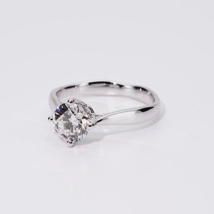 1.03ct Round Lab-Grown Diamond Ring in 14K White Gold – VVS1, G Color, Ideal Cut Size 5