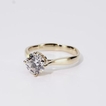 1.16ct Round Lab-Grown Diamond Ring in 14K Yellow Gold – VVS2, G Color, Ideal Cut Size 5