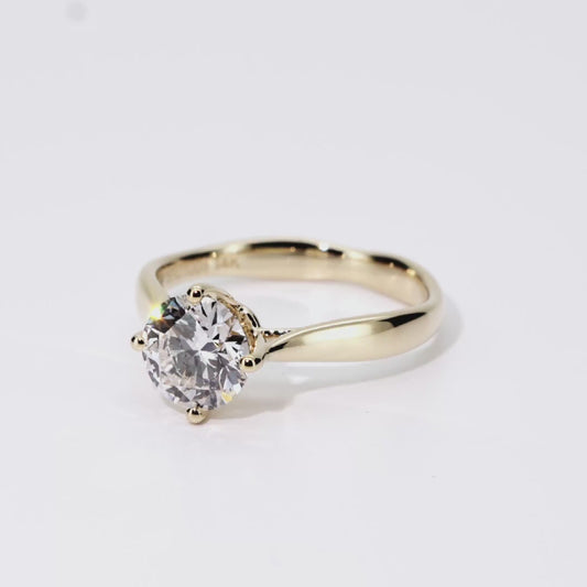1.16ct Round Lab-Grown Diamond Ring in 14K Yellow Gold – VVS2, G Color, Ideal Cut Size 5
