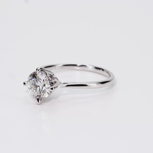 1.07ct Round Lab-Grown Diamond Ring in Platinum – VS1, G Color, Ideal Cut Size 5