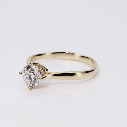 1.00ct Round Lab-Grown Diamond Ring in 14K Yellow Gold – VVS2, F Color, Excellent Cut Size 7