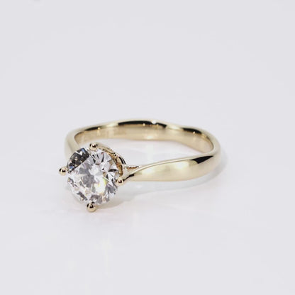 1.13ct Round Lab-Grown Diamond Ring in 14K Yellow Gold – VVS2, G Color, Ideal Cut Size 5