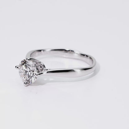 1.10ct Round Lab-Grown Diamond Ring in 14K White Gold – VVS1, G Color, Ideal Cut Size 6