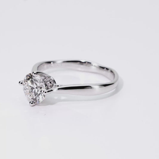 1.10ct Round Lab-Grown Diamond Ring in 14K White Gold – VVS1, G Color, Ideal Cut Size 6