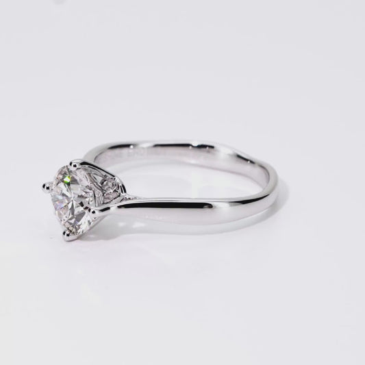1.09ct Round Lab-Grown Diamond Ring in 14K White Gold – VVS2, G Color, Ideal Cut Size 6