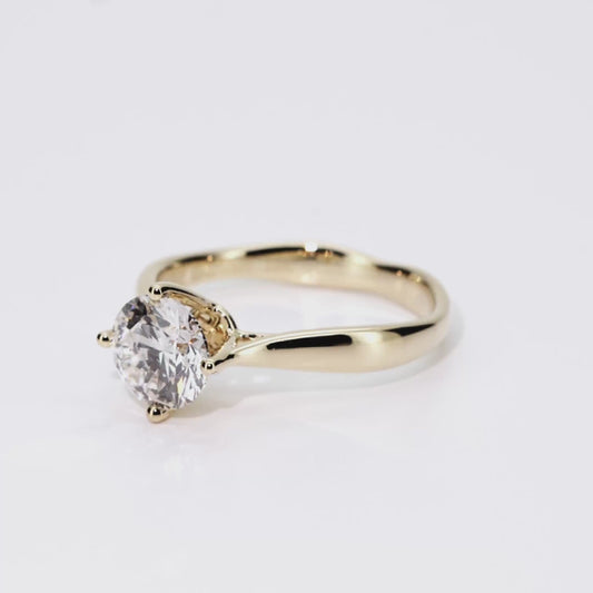 1.13ct Round Lab-Grown Diamond Ring in 14K Yellow Gold – VS1, G Color, Excellent Cut Size 5