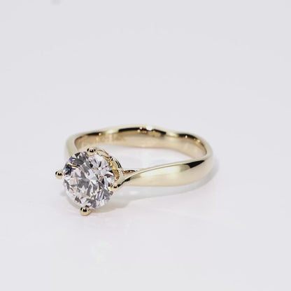1.12ct Round Lab-Grown Diamond Ring in 14K Yellow Gold – VVS1, G Color, Ideal Cut Size 4