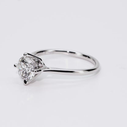 1.08ct Round Lab-Grown Diamond Ring in Platinum – VS1, G Color, Ideal Cut Size 6