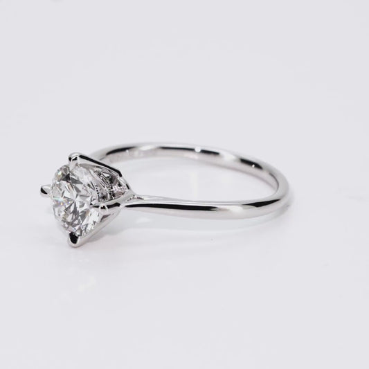 1.08ct Round Lab-Grown Diamond Ring in Platinum – VS1, G Color, Ideal Cut Size 6