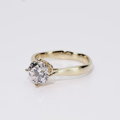 1.12ct Round Lab-Grown Diamond Ring in 14K Yellow Gold – VS2, G Color, Ideal Cut Size 4
