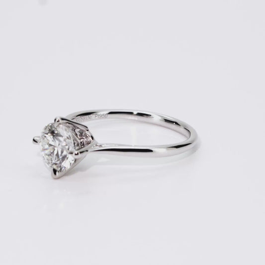 1.04ct Round Lab-Grown Diamond Ring in Platinum – VS1, G Color, Ideal Cut Size 5