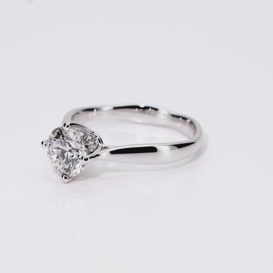 1.03ct Round Lab-Grown Diamond Ring in 14K White Gold – VVS1, G Color, Ideal Cut Size 5