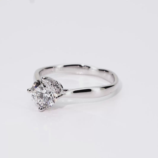 1.06ct Round Lab-Grown Diamond Ring in 14K White Gold – VVS2, G Color, Ideal Cut Size 6