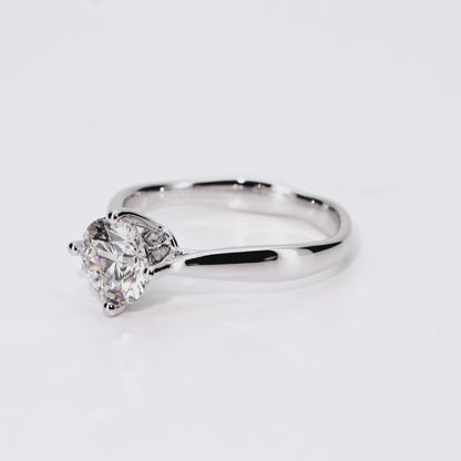 1.05ct Round Lab-Grown Diamond Ring in 14K White Gold – VVS1, G Color, Ideal Cut Size 5