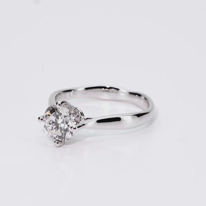 1.03ct Round Lab-Grown Diamond Ring in 14K White Gold – VVS1, G Color, Ideal Cut Size 5
