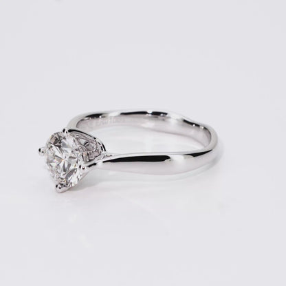 1.06ct Round Lab-Grown Diamond Ring in 14K White Gold – VVS1, G Color, Ideal Cut Size 5