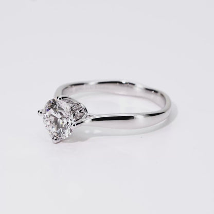 1.08ct Round Lab-Grown Diamond Ring in 14K White Gold – VVS1, G Color, Ideal Cut Size 6