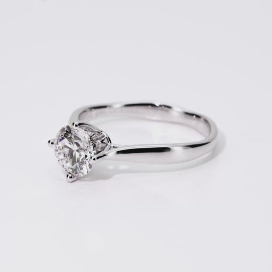 1.08ct Round Lab-Grown Diamond Ring in 14K White Gold – VVS1, G Color, Ideal Cut Size 6