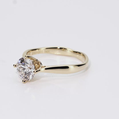 1.13ct Round Lab-Grown Diamond Ring in 14K Yellow Gold – VVS1, G Color, Ideal Cut Size 6