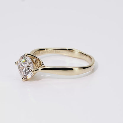 1.19ct Round Lab-Grown Diamond Ring in 14K Yellow Gold – VVS1, G Color, Ideal Cut Size 6