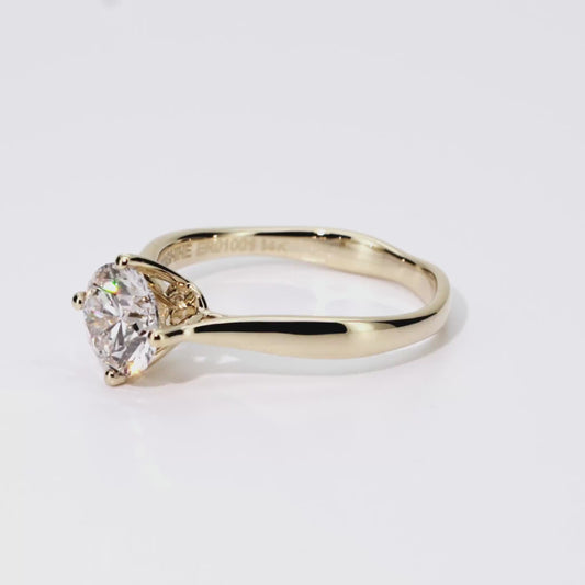 1.19ct Round Lab-Grown Diamond Ring in 14K Yellow Gold – VVS1, G Color, Ideal Cut Size 6