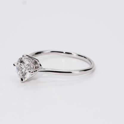 1.00ct Round Lab-Grown Diamond Ring in Platinum – VS2, F Color, Excellent Cut Size 7