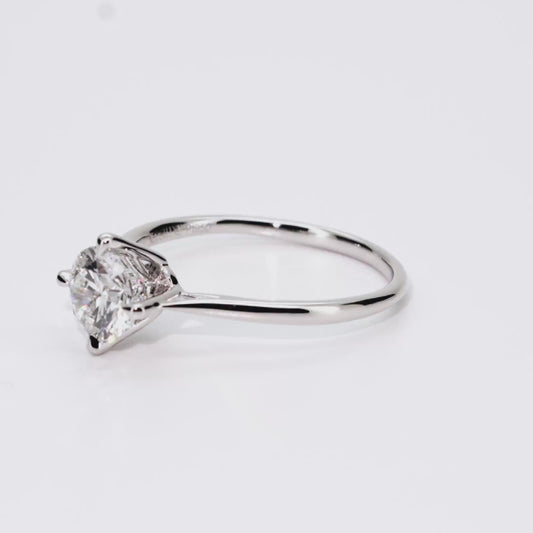 1.00ct Round Lab-Grown Diamond Ring in Platinum – VS2, F Color, Excellent Cut Size 7