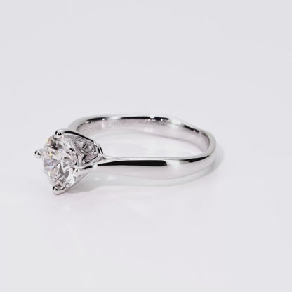 1.02ct Round Lab-Grown Diamond Ring in 14K White Gold – VVS1, G Color, Ideal Cut Size 5